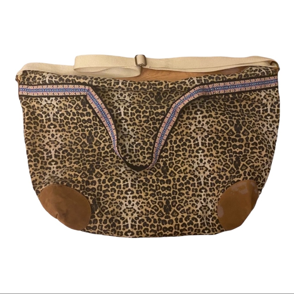 Large Animal Print Canvas Zippered Tote Bag